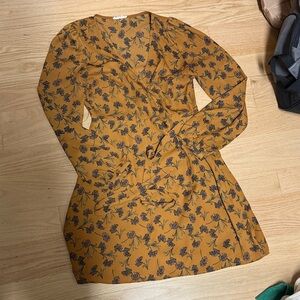 Gilli Mustard Floral Long Sleeve Dress